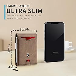 RUNBOX Mens Slim Wallet with Money Clip RFID