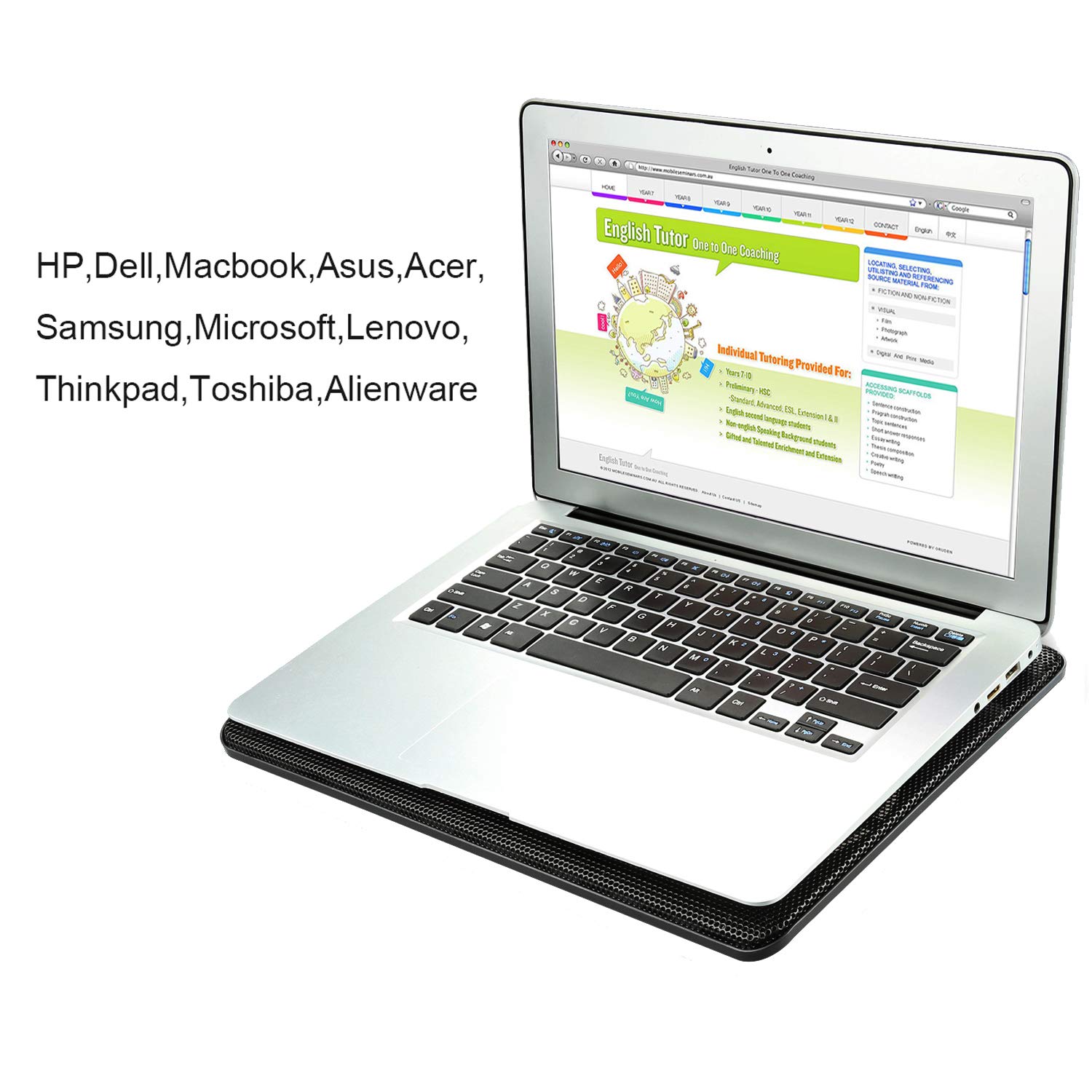 Laptop Cooler, Aicheson Ultra Slim Laptop Cooling Pad Chill Mat with 2 Heavy Duty Quiet Fans USB Powered with LED Lights