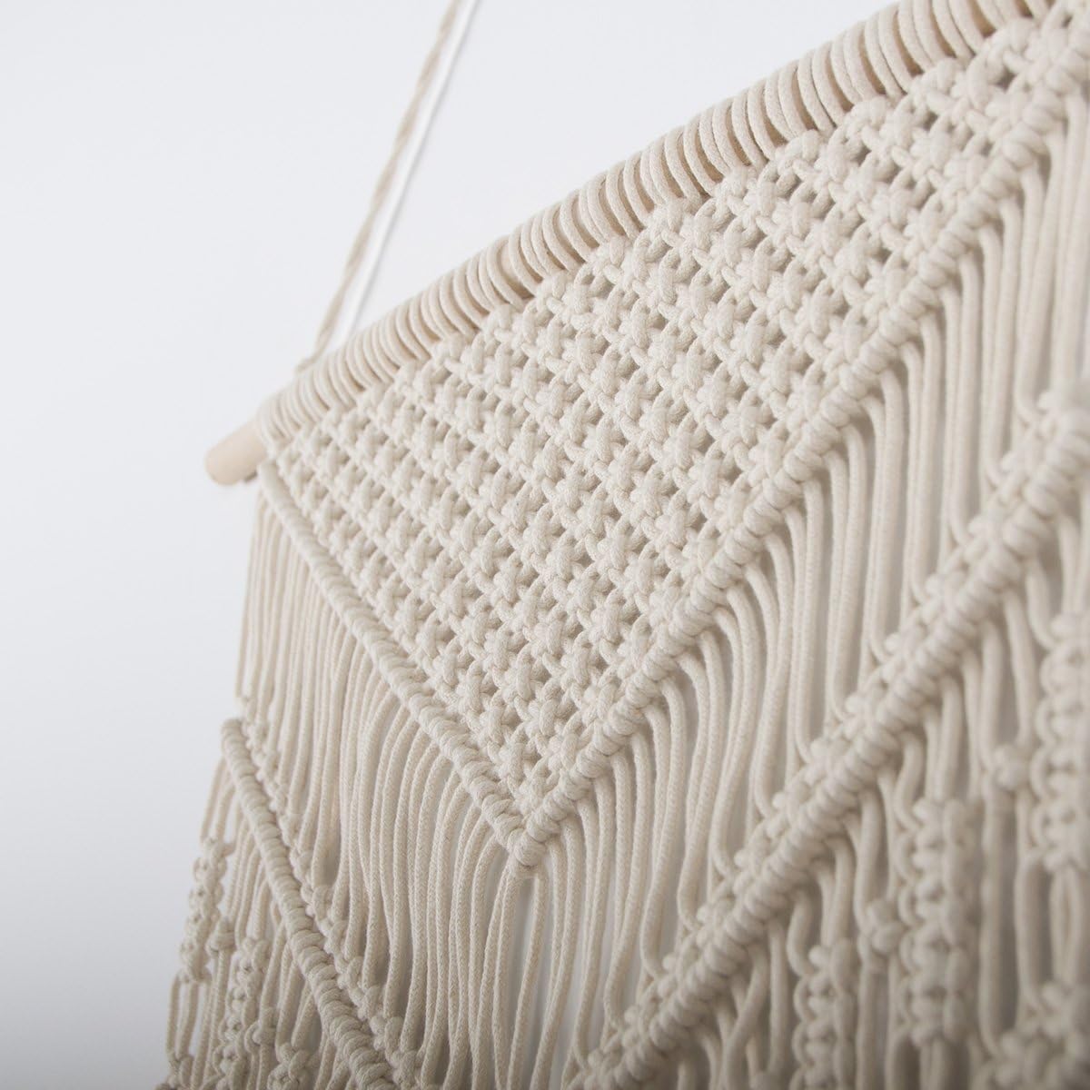 Macrame Woven Wall Hanging - Boho Chic Bohemian Home Geometric Art Decor - Beautiful Apartment Dorm Room Decoration, 16"W x 33"L: Home & Kitchen
