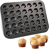 THSLSFX 35-Cavity Mini Muffin and Cupcake Pan, Carbon Steel Steel Baking Pan, Non-Stick Tiny Muffin Tin Bakeware for Oven Baking, Dishwasher Safe
