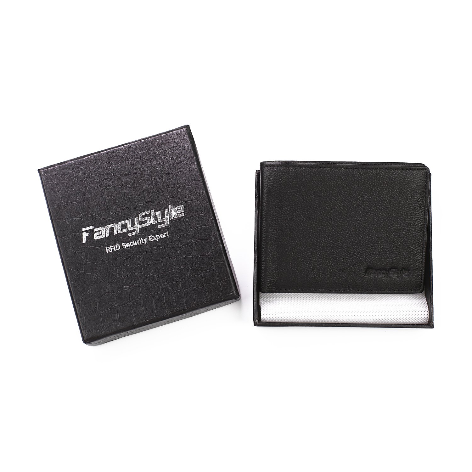 RFID Wallet for Men with Flip-up ID Window Slim Leather 10 Card Slots Black