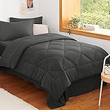 CozyLux Twin Comforter Set with Sheets Dark Grey