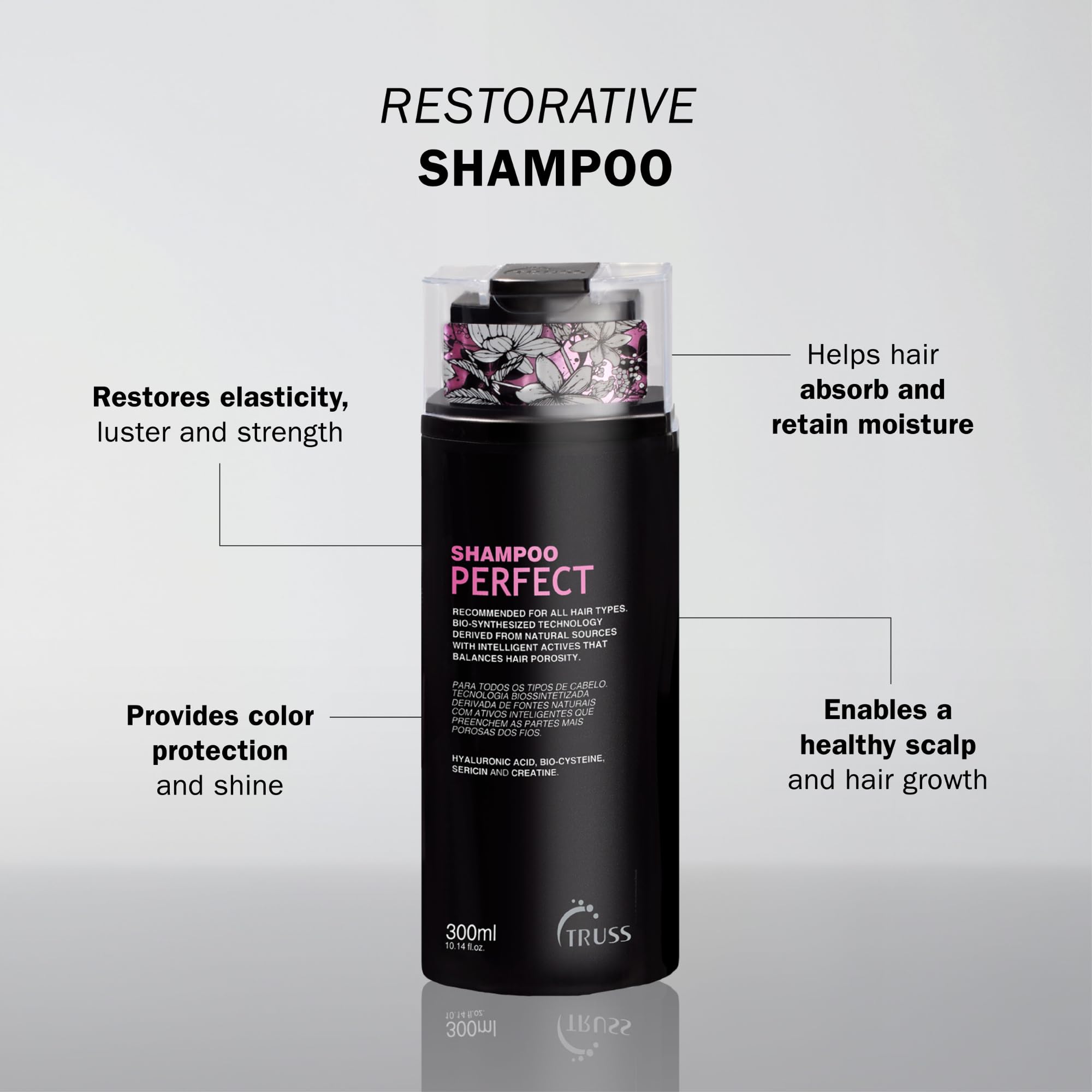 TRUSS Perfect Shampoo - For All Hair Types, Promotes Healthy Growth For Younger looking, Silkier Hair. Perfect Treatment For Roots To Ends. No Dyes, Ph Balanced