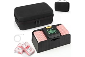Automatic Card Shuffler with 2 Playing Cards&Travel Case, USB/Battery Operated Electric Playing Card Shuffler for UNO,Poker,P