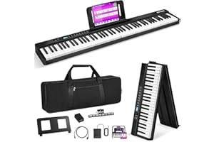 EYTSE 88 Key Folding Piano Semi-Weighted Foldable Piano Full Size Portable Travel Electric Piano Keyboard with BT Wireless, 128 Tones, USB MIDI, Sustain Pedal and Bag for Beginners Adults Teens