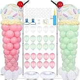 2 Sets Ice Cream Balloon Column Stand Kit Ice Cream Balloon Adjustable Sweet Tower Arch Garland Stand for Floor Birthday Wedding Baby Shower Sweet Party Decoration Pastel Donut Favor
