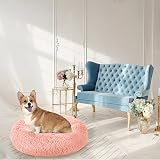 Enjamoy Plush Donut Dog Bed 70cm Calming Round Soft Pink view 5