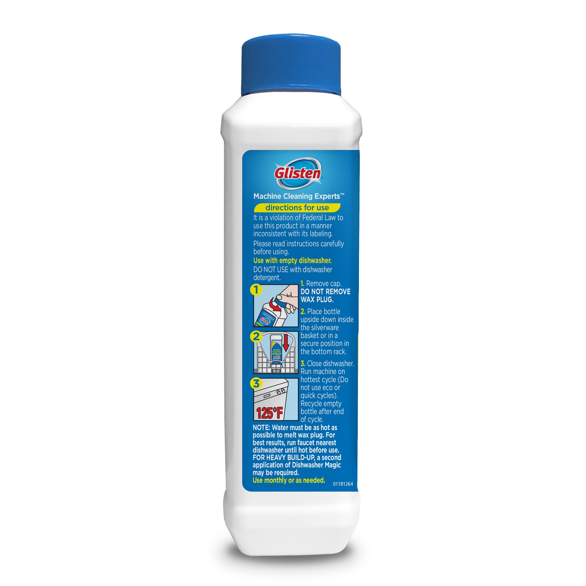 Glisten Dishwasher Magic Cleaner and Disinfectant, 12 Fl. Oz. Bottle, 6