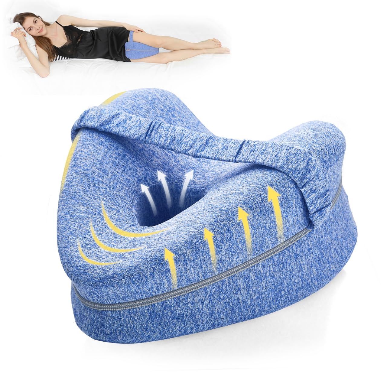 BEAUTRIP Leg Pillow | Ergonomic Side Sleeping Pillows | Memory Foam Knee Pillow with Strap for Side Sleeper | Leg Support Cushion with Removable and Washable Cover
