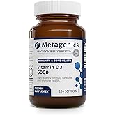 Metagenics Vitamin D3 5000 IU Supplement - High Potency Softgels for Immune, Bone & Heart Health* - 125 mcg Cholecalciferol in Coconut Oil for Enhanced Absorption* - Non-GMO, Gluten-Free - 120 Count