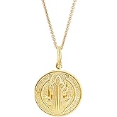 Ritastephens Sterling Silver Gold-tone San Benito St Saint Benedict Medallion Medal Pendant Necklace (2 sizes)