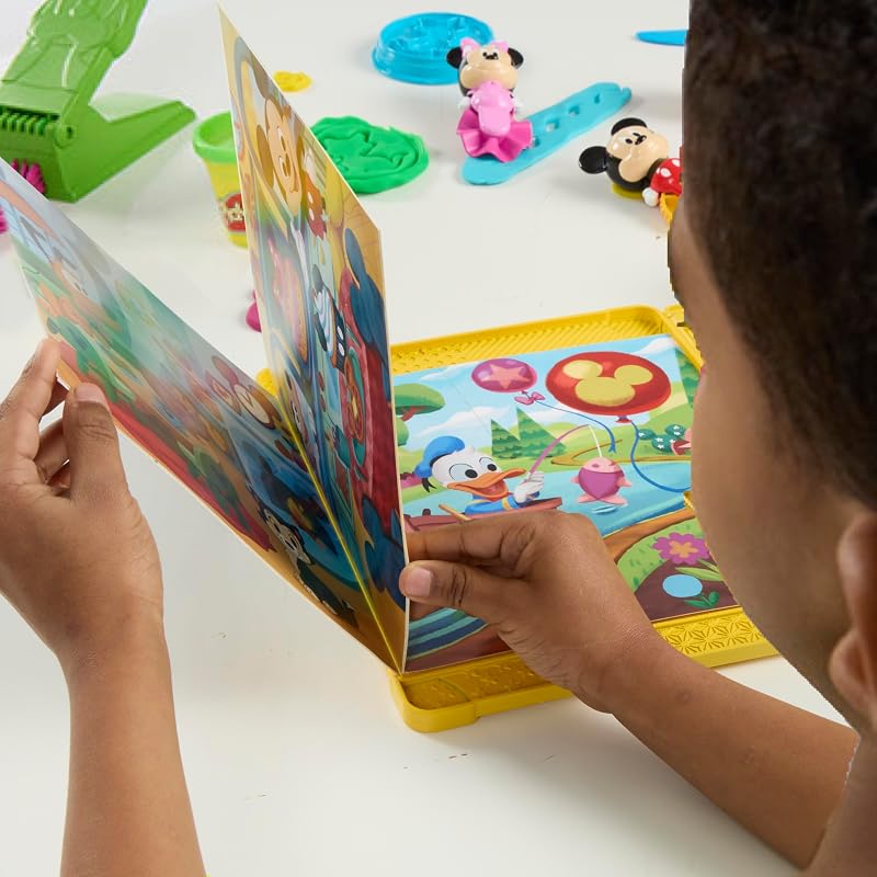 Disney Junior Knet-Bilderbuch Spielset, aufbewahren & mitnehmen, Vorschulspielzeug zum Kneten & Spielen für Kinder ab 2 Jahren