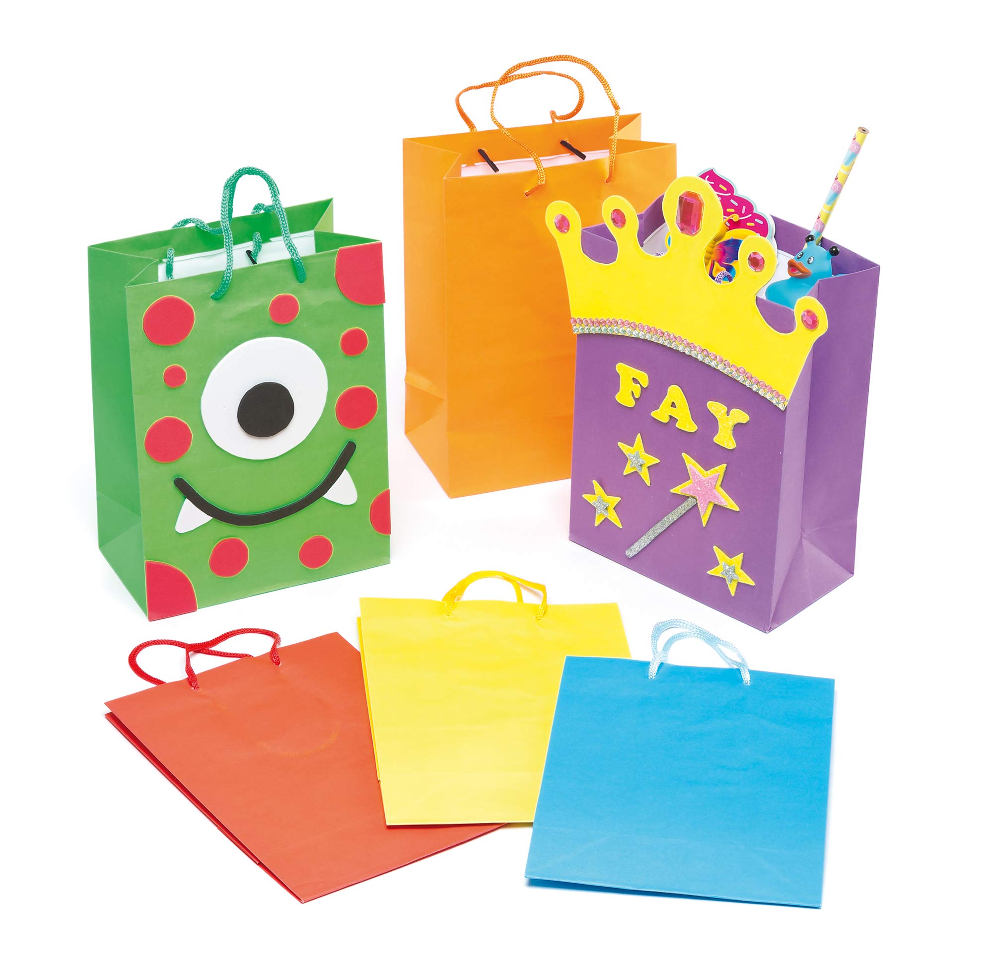 Baker Ross EK6253 Colour Gift Bags to Decorate and Personalise for Halloween, Christmas & Parties, 22cm x 16cm, Assorted, Pack of 6, Pieces