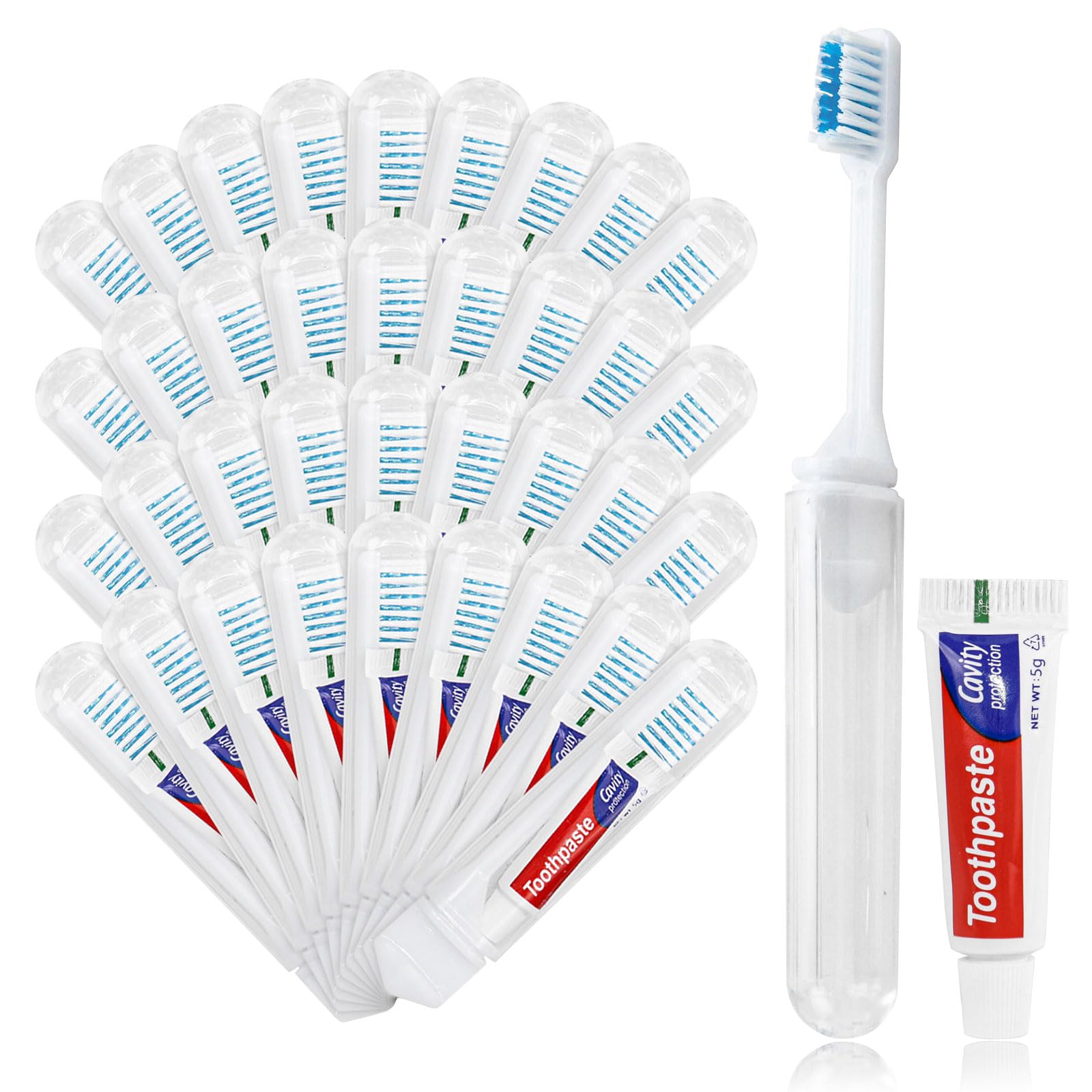 Travel Toothbrush, Toothbrush and Toothpaste Travel, Individually Packaged with Storage Box, Foldable Storage, is Suitable for Travelling, Camping, Business Trips (10-Pack)