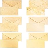 Best Paper Greetings Rectangular Vintage Envelopes - Antique Invitation Envelope Designs - Bulk Vintage Stationery Set - Pack of 48, 8.7 x 4 in, Brown