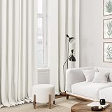 Deconovo Faux Linen Eyelet Door Curtains 100% Blackout Greyish White W52 x L84 view 5
