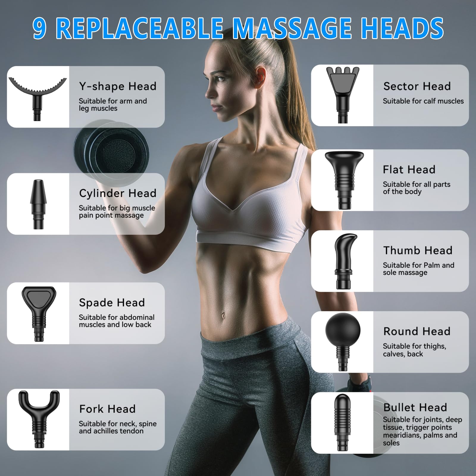 APHERMA Massage Gun, Muscle Massage Gun for Athletes Handheld Electric Deep Tissue Back Massager, Percussion Massage Device for Pain Relief with 30 Speed Levels 9 Heads,Father's Day Gifts - Image 5