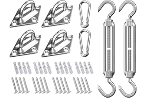 SHADEWIZ Stainless Steel 6 Inch Adjustable Hardware Kit for Rectangle Sun Shade Sail Outdoor Pergolar Canopy