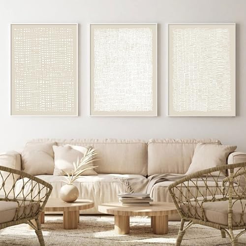 Abstract Beige Canvas Wall Art Boho Mid Century Modern Prints Line Art ...