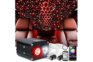 WEBUPAR Dual Color Car Starlight Headliner Kit, Twinkle & Sound Activate RGBW 20W Fiber Optic Lights with Bluetooth APP & Remote Control, 600 pcs*0.03in*9.8ft, Star Lights for Car Ceiling Decor