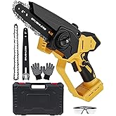 Mini Chainsaw Cordless for Dewalt Battery 20V MAX, 8-Inch and 6-Inch 2-IN-1 Chainsaw with Brushless Motor and Auto-Oiler, 1200W, for Tree Pruning Wood Cutting (Tool Only)