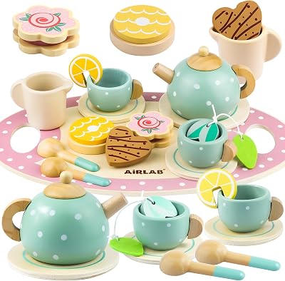 Airlab Wooden Tea Set Afternoon Tea Party Toy for Toddlers Kids