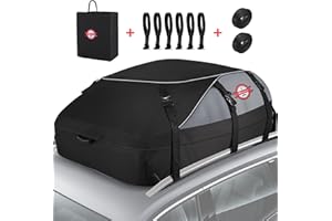 Sailnovo Rooftop Cargo Carrier, 20 Cubic Feet Waterproof Vehicle Soft-Shell Carriers for Cars with/Without Luggage Rack, Roof Rack Cargo Carrier Includes 6 Door Hooks, Reinforced Strap