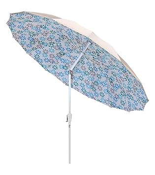 Belardo Kurbelschirm Pontia 270 Natur - geblümt, mit UV-Schutz 50 Plus, Knicker und Fiberglas-Streben