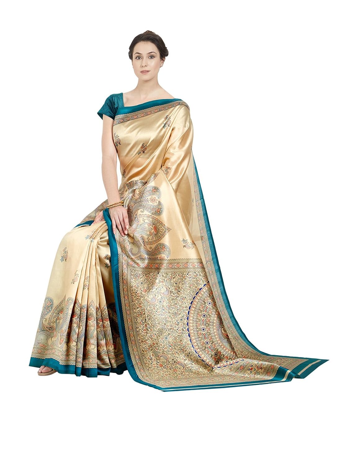 oomph! women&rsquo;s mysore silk printed kalamkari sarees