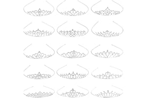WCHOSOZH 15Pcs Tiaras for Women, Silver Rhinestone Princess Crown,Sparkly Tiara Bulk Headband Set, Small Hair Accessories for