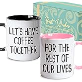 Anniversary Wedding Housewarming Gift for Wife, Lets Have Coffee Together For The Rest Of Our Lives Valentines Day Gifts Set for Couples, 2Pcs Unique Coffee Mugs Gifts for First Newlywed Christmas