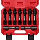 MIXPOWER 9-Piece 1/2" Drive Master Extension Swivel Socket Set,12-Point,Metric,8mm-17mm,CR-MO Steel,Driveline Limited Clearance Socket Set With Storage Case