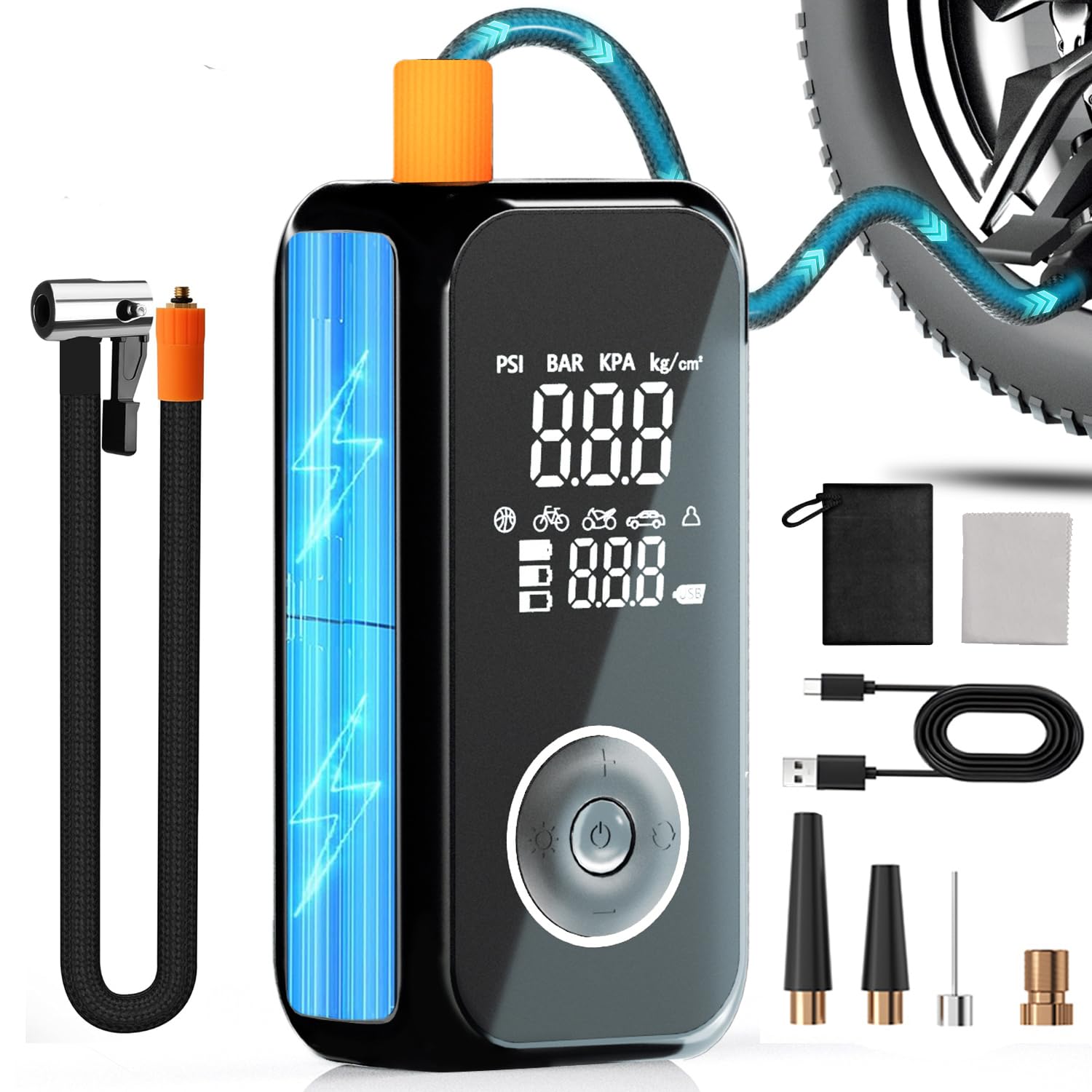 Photo 1 of ***FACTORY SEALED***Cordless Tire Inflator Portable Air Compressor, Mini Portable Air Pump with Rechargeable Battery, Tire Pressure Gauge, 150PSI with Auto Shut-off, Smart Air Pump for Car, Motorcycle, Bike, Ball(White)***FACTORY SEALED***