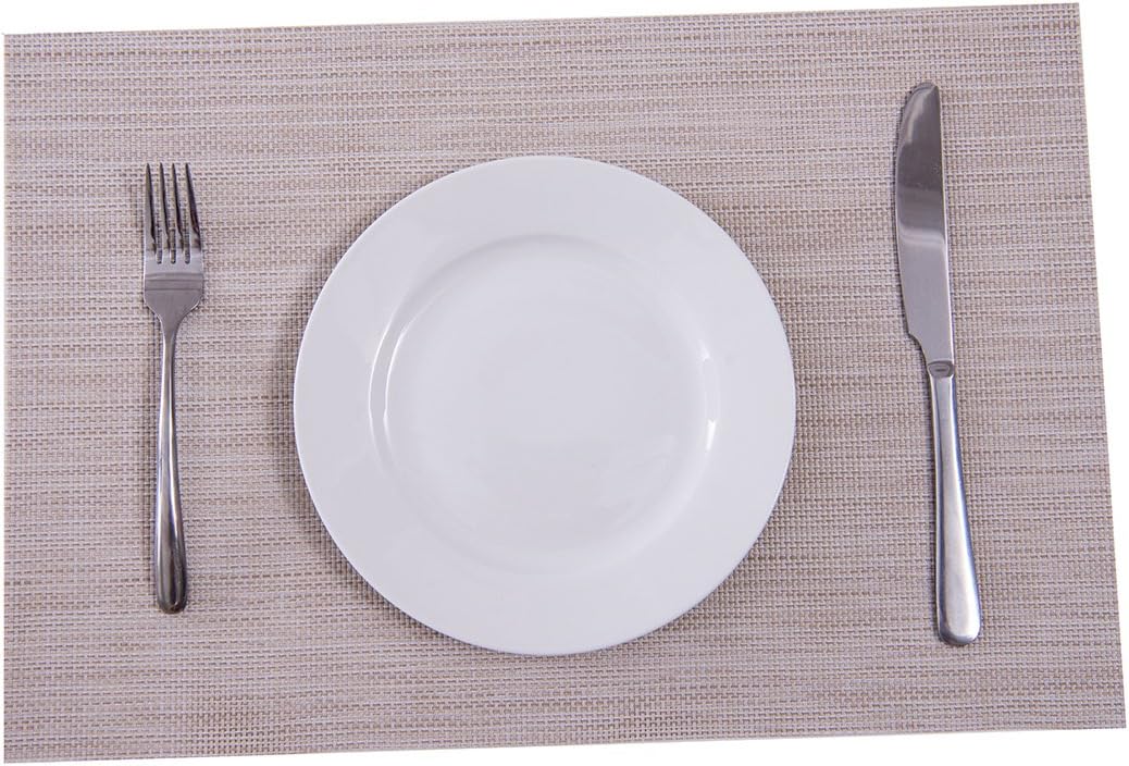 SUNSHINE FASHION Placemats,Placemats for Dining Table,Heat-Resistant Placemats, Stain Resistant Washable PVC Table Mats,Kitchen Table mats (4, Linen): Home & Kitchen