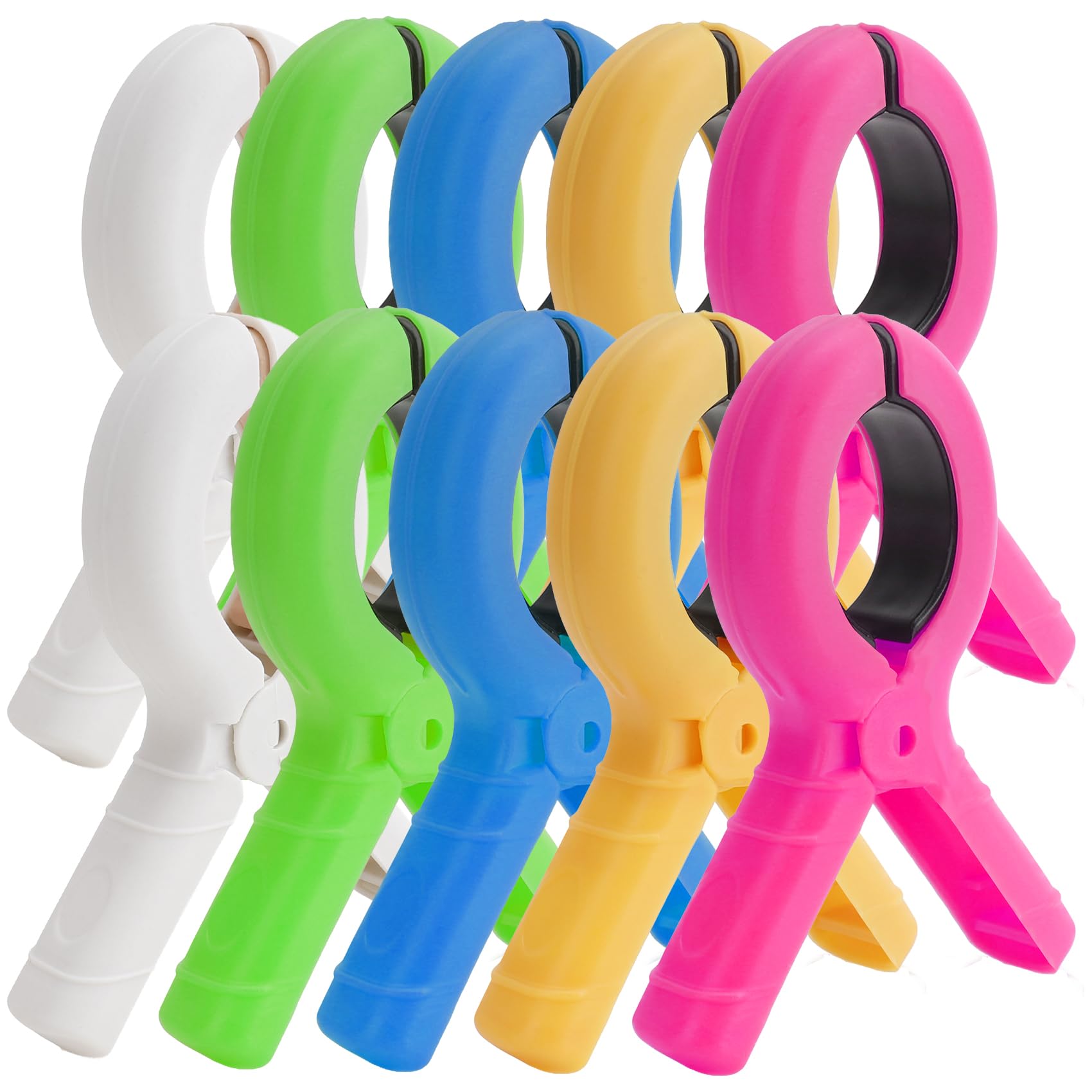 Photo 1 of 10 Pack Large Beach Towel Clips for Beach Chairs Plastic Towel Holder Clothes Pins Hanging Clip Clamps Cruise Summer Water Pool Activities Vacation Outdoor Accessories Essentials Must Have Items