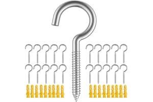 YAIRMIS Pack of 20 Metal Eye Screws, 304 Stainless Steel Hooks, Self-Tapping Eye Ring Bolt, Strong Indoor (2-3/4")