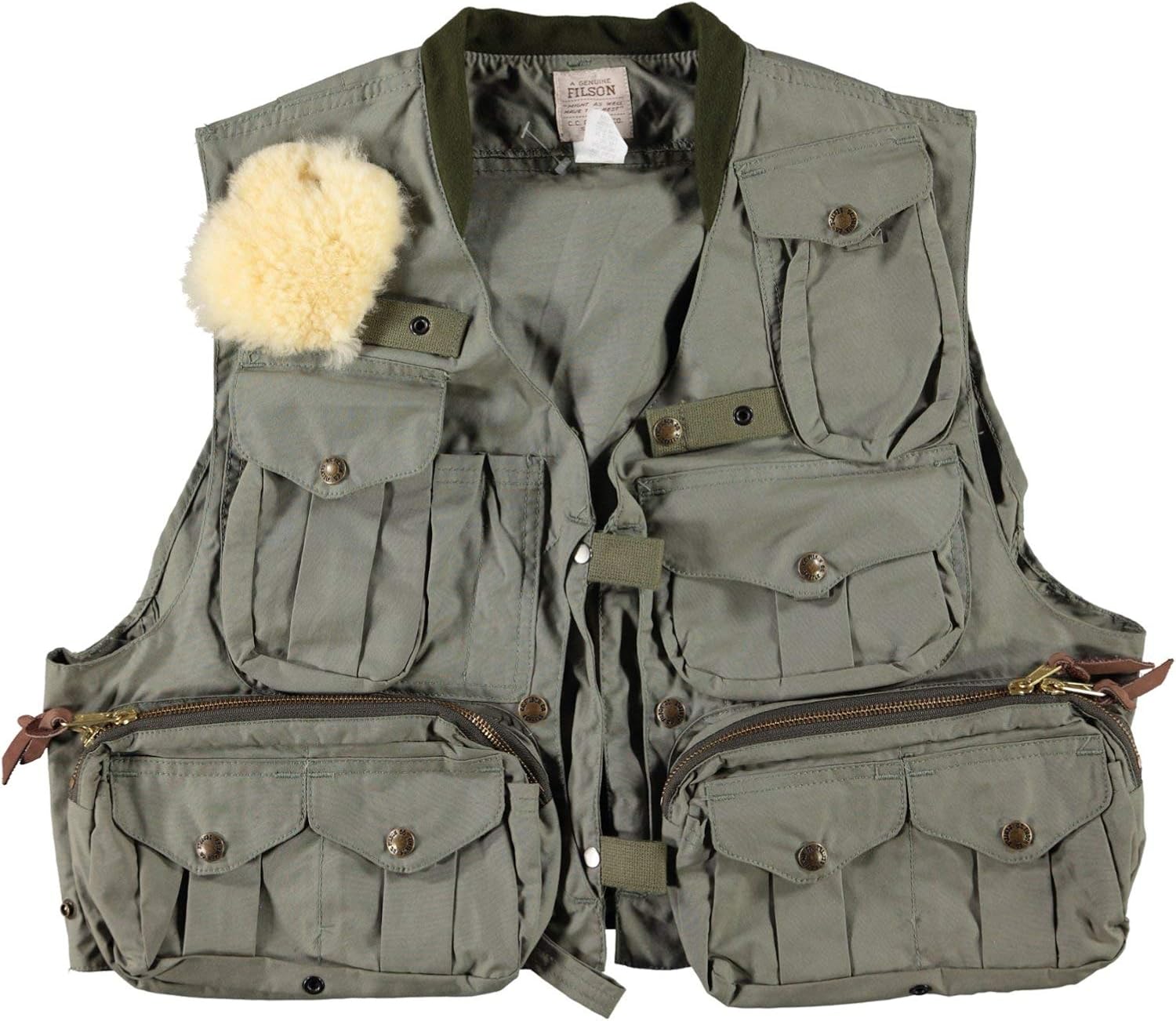 Filson Cover Cloth Fly Fishing Guide Vest 16000 (XXLarge, Green) at