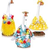 WGXX 3 Sets Hawaiian Goose Outfit Lawn Porch Goose Cloths Summer Yard Goose Outfits Hawaiian Luau Goose Outfit for 23'' Goose Outdoor Patio Yard Lawn Art Decoration(Dot Bikini,Hula Skirt)