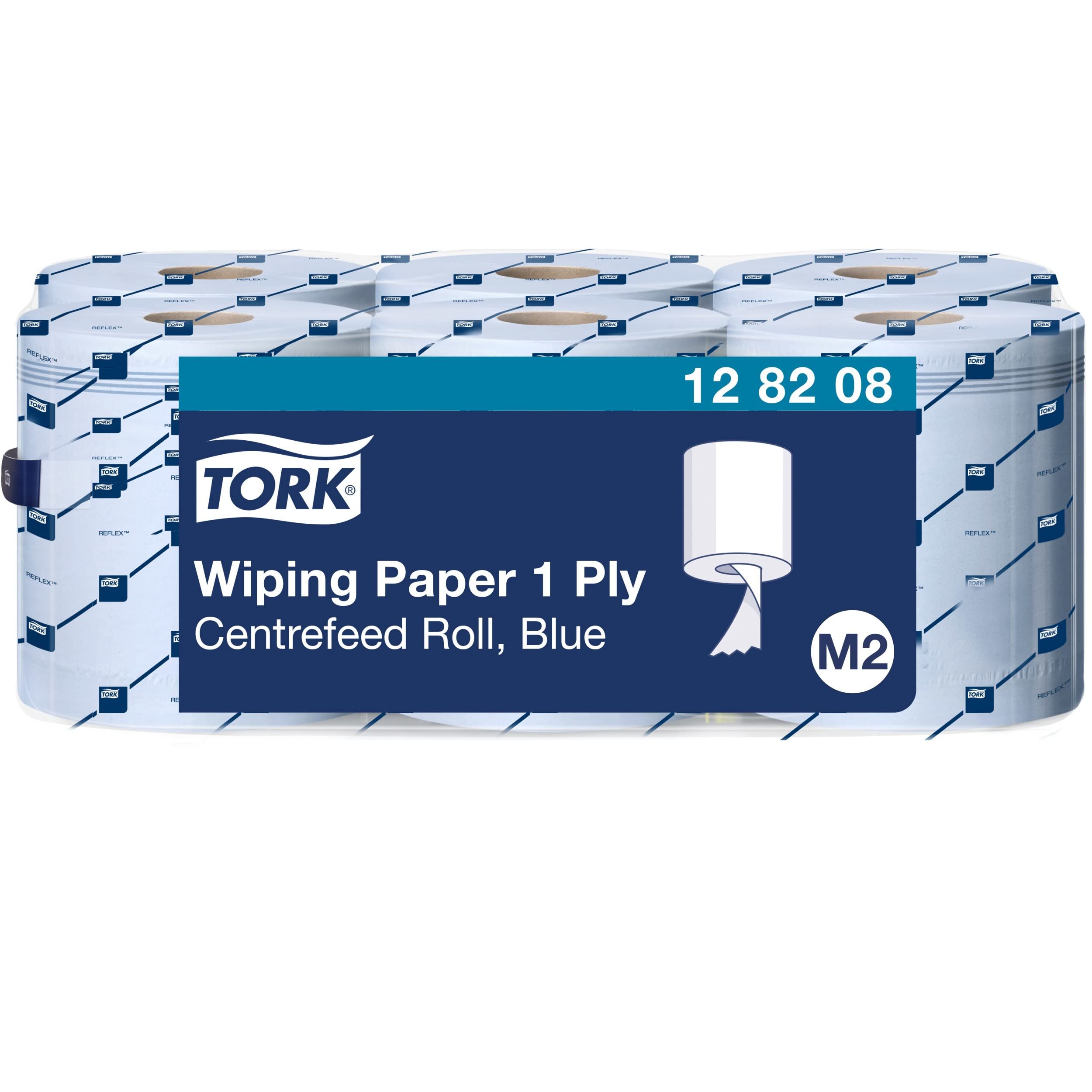Tork Centrefeed Wiping Paper Blue M2, Absorbent, 6 Rolls, 128208