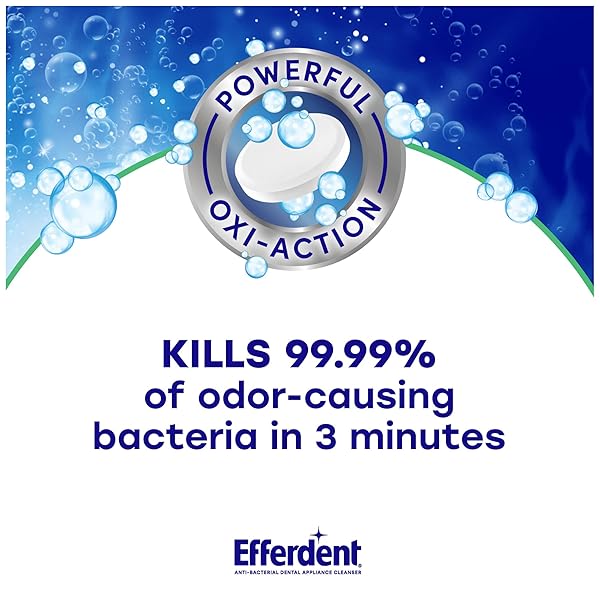 EFFERDENT DENTURE CLEANER MINTY FRESH & CLEAN, RETAINER CLEANING TABLETS FOR ALIGNERS, DENTURES, AND DENTAL APPLIANCES, 90 COUNT