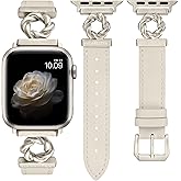 Wearlizer Leather Band Compatible with Apple Watch Bands Women 38/40/41/42/44/45/46/49mm, Dressy Fancy Camellia Flowers Buckle Strap for iWatch iWatch Series 11 10 9 8 7 6 5 4 3 SE/Ultra 3 2 1