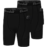 Runhit Youth Boys' Compression Shorts,Boys Performance Athletic Base Layers Underwear Sports Shorts Side Pocket