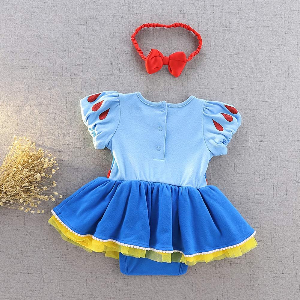 Lito Angels Baby Girls Princess Snow White Bodysuit Onesie Romper with Headband - Image 3