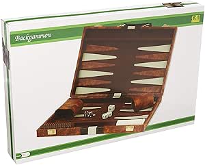 14.75" Recreational Board Game Vinyl Backgammon Set - Brown &amp; White