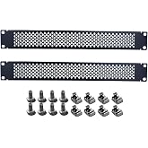 1U Blank Rack Mount Panel, 19 Inch Disassembled Cable Management Panel Spacer W/Brush for Server Network Rack Enclosure Cabinet (2pcs-Venting)