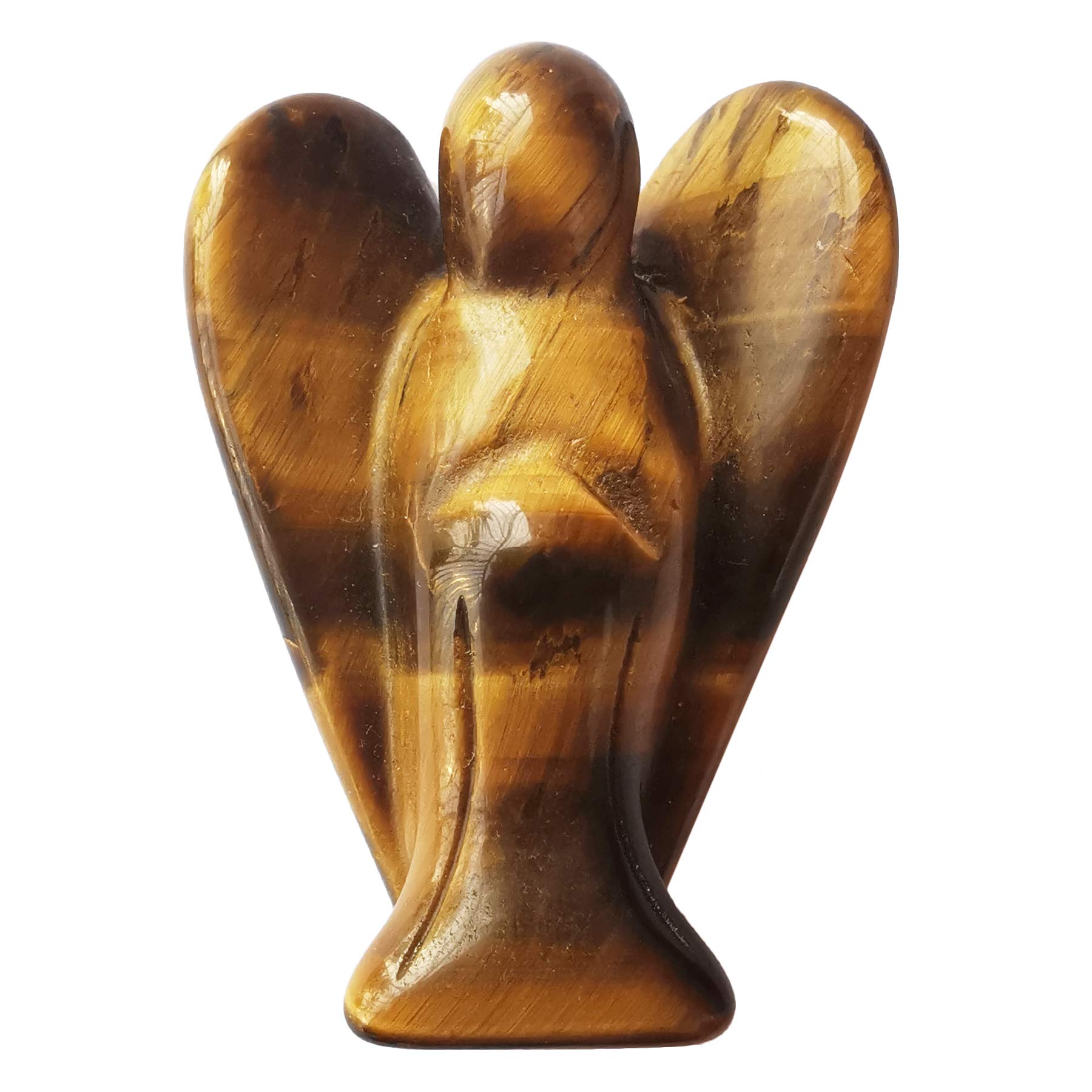 Lovionus89 Natural Tiger Eye Guardian Angel Statue, 5 cm Hand Carved Stone Healing Crystal Bag Figurines Decoration