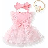 Renotemy Baby Girl Flower Dress Summer, Tutu Tulle Boho Princess Wedding Birthday Party Dresses for Infant Girls 0-18 Months