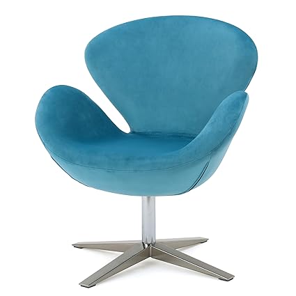 Christopher Knight Home 299462 Manhattan New Velvet Contour Swivel Chair Blue