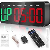 Samshow Gym Clock Timer Large LED Display for Tabata, FGB &amp; EMOM Workout | Plug-in Wall Alarm with Remote Control,10 Custom Interval Modes,12" Screen,120dB Buzzer for Home Gym HIIT Boxing Yoga Garage