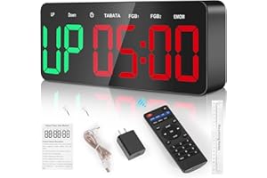 Samshow Gym Timer - Large Digital Gym Interval Workout for Fitness Enthusiast | 6 Display Modes Gym Timer Clock for Home Gym Garage Living Room Classroom Office